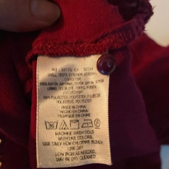 Anthropologie Maeve Women’s  Swiss Dot Blouse Size‎ 4 Maroon Scalloped Edge - Picture 8 of 10